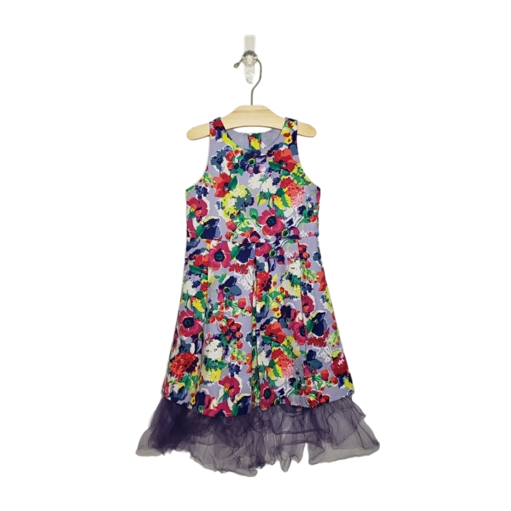 Janie and Jack 4 Toddler Girl Lavender Floral Tulle Tea Length Formal Dress